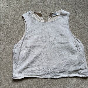 Abercrombie & Fitch Sleeveless Linen-Blend Crop Top - Light Beige